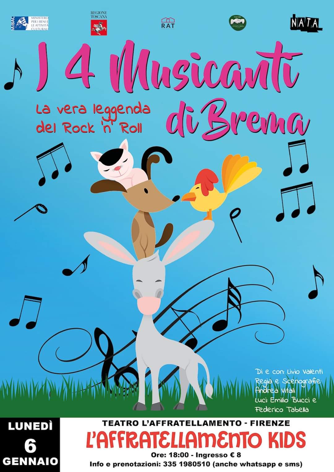 La compagnia NATA Teatro arriva a Firenze con lo spettacolo  “I quattro musicanti di Brema”