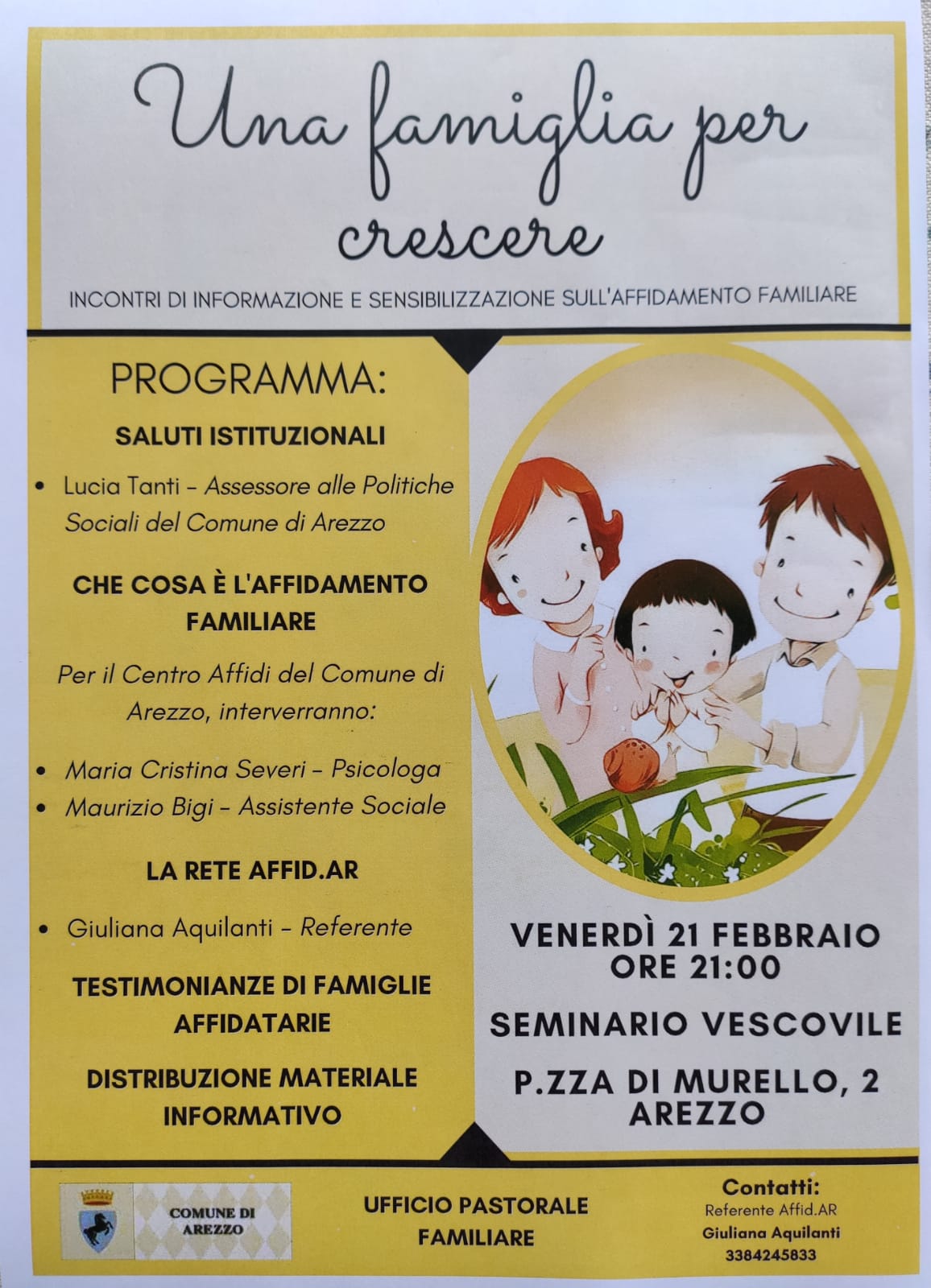 L’affidamento familiare: incontro al seminario vescovile