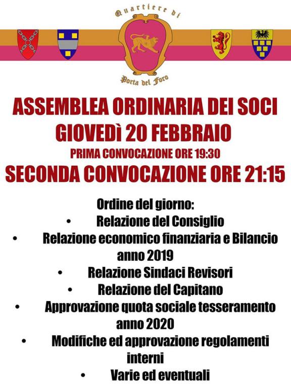 Porta del Foro: convocata l’assemblea ordinaria dei soci