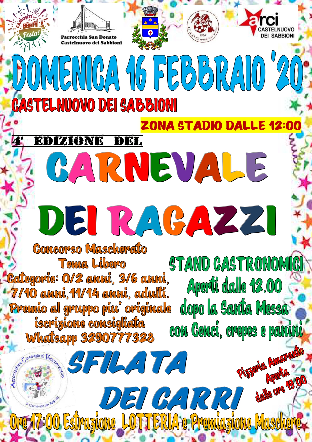 IV edizione per il “Carnevale dei ragazzi” di Castelnuovo con il contributo dell’Associazione Carnevale di Vacchereccia