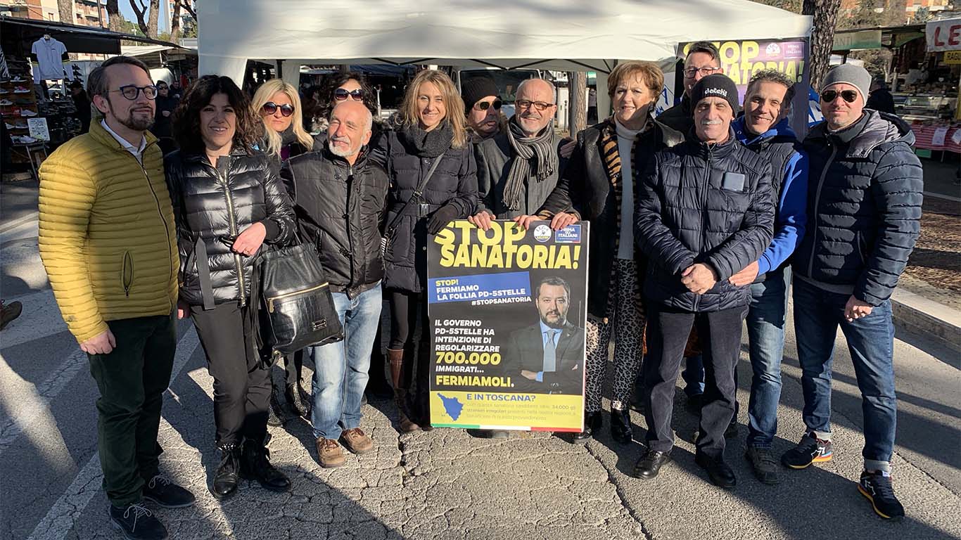 La Lega al mercato del Giotto: “no alla sanatoria per 700mila immigrati”