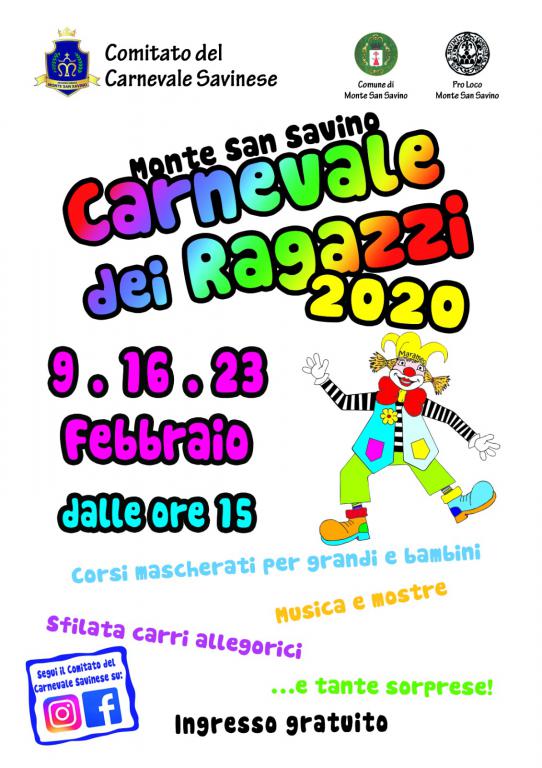 Carnevale dei ragazzi a Monte San Savino, si rinnova l’appuntamento