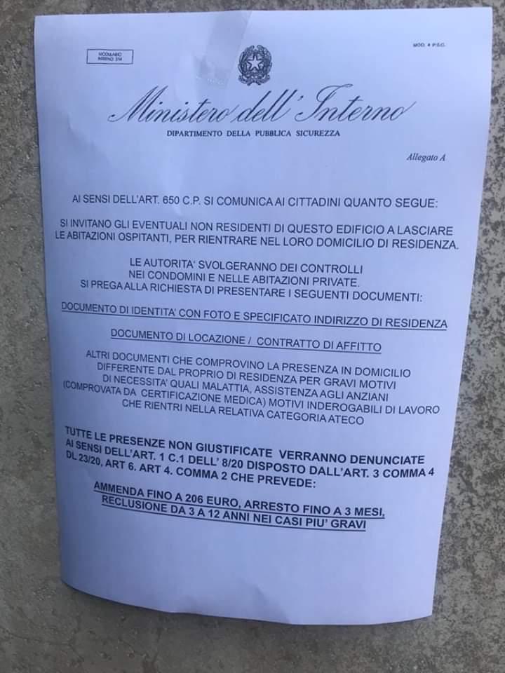 Falso volantino affisso sui portoni del palazzi, la Questura avverte i cittadini
