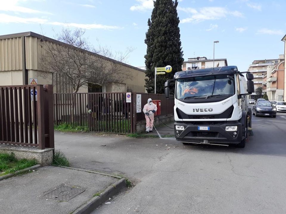 Attività di sanificazione nel comune di Montevarchi