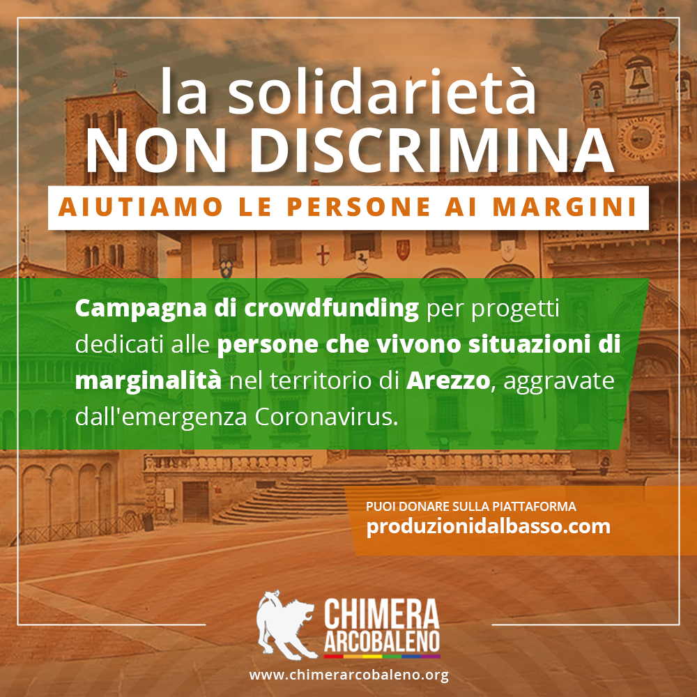 Chimera Arcobaleno lancia il progetto  “La solidarietà non discrimina”. Campagna di crowdfunding per i progetti