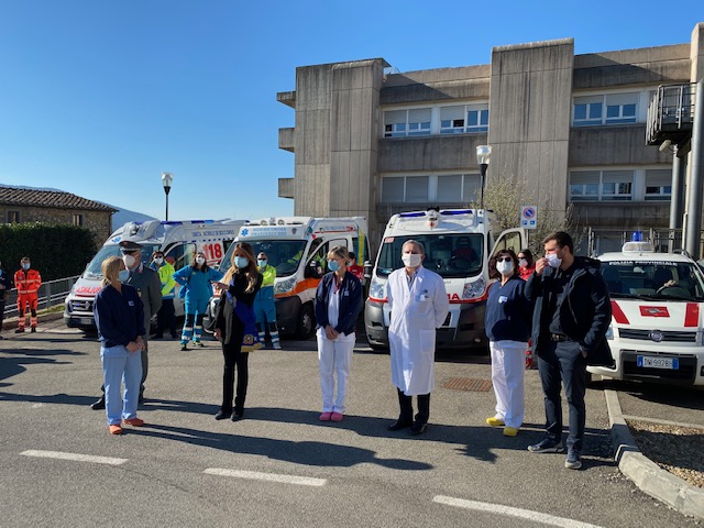 Ospedale di Bibbiena: visita del Presidente della Provincia per la consegna delle mascherine