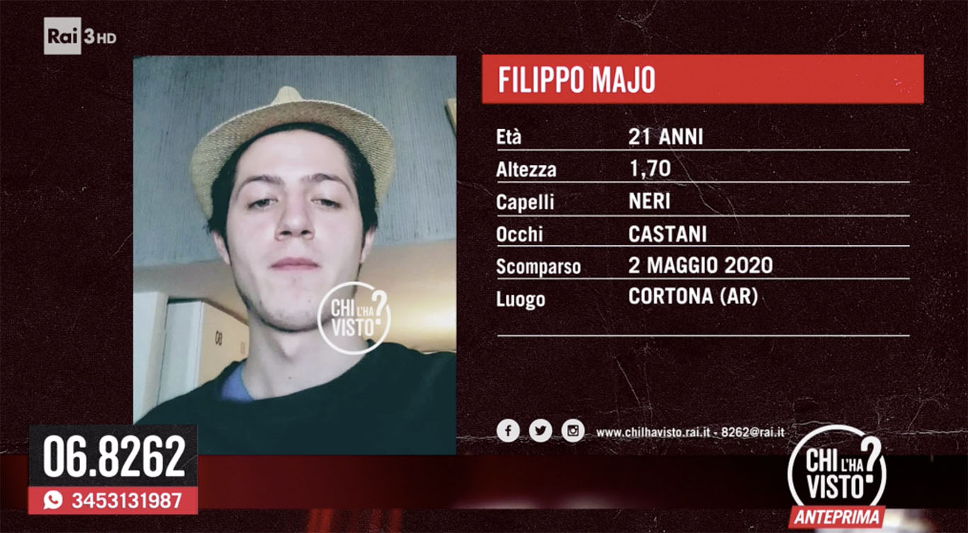 21enne scomparso da Cortona, l’appello della madre a Chi l’ha visto?