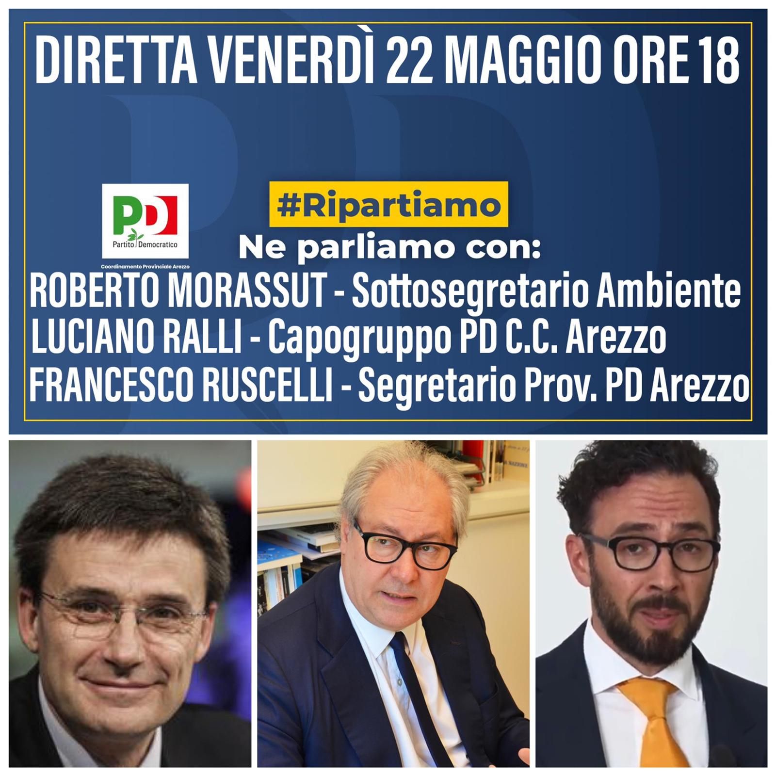 Coordinamento Provinciale PD Arezzo: “Ripartiamo dalla riconversione ecologica”. Diretta FB con Ralli, Ruscelli e il Sottosegretario Morassut