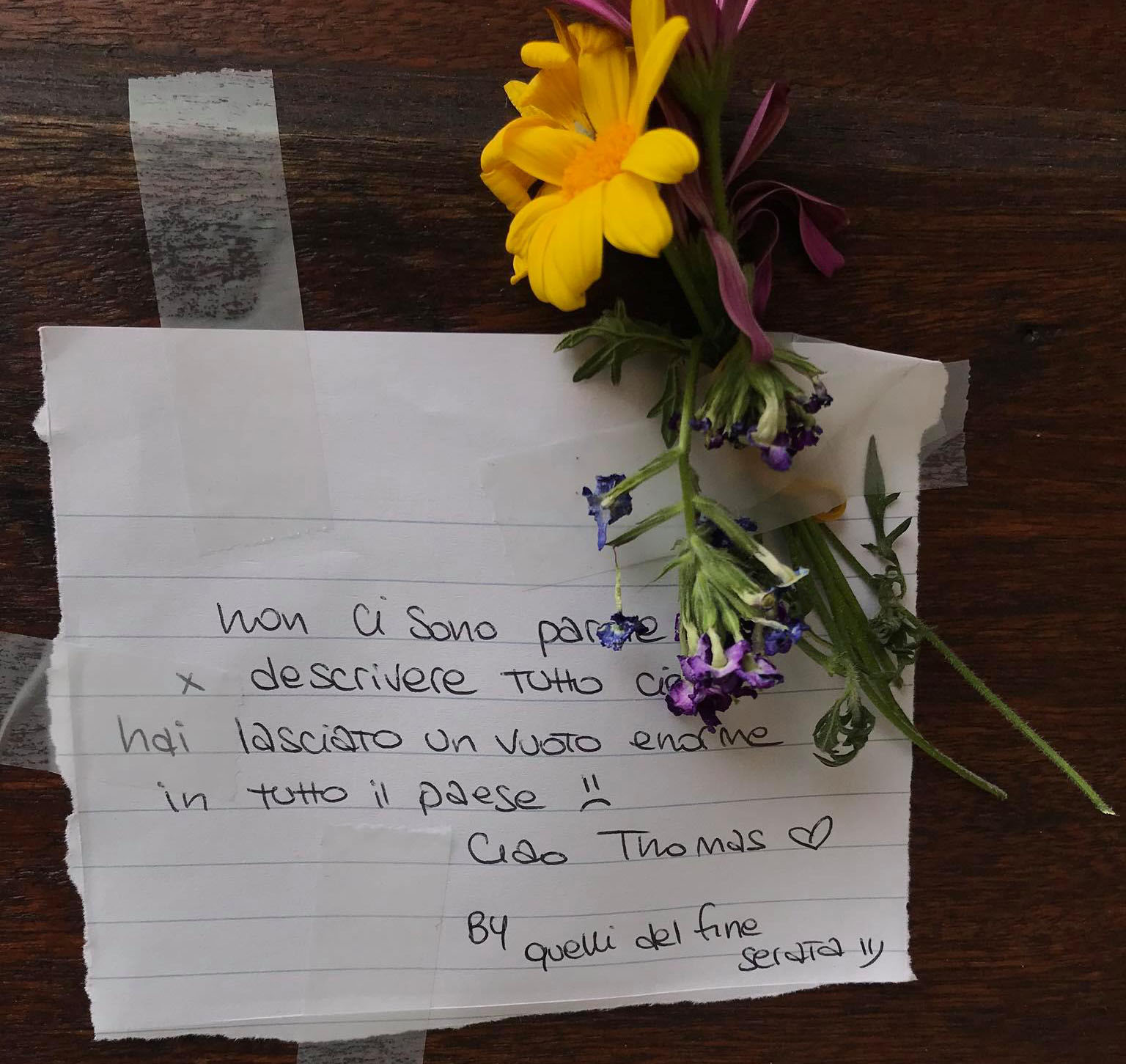 Con un post su fb gli amici del Velvet salutano Thomas Lorenzetti