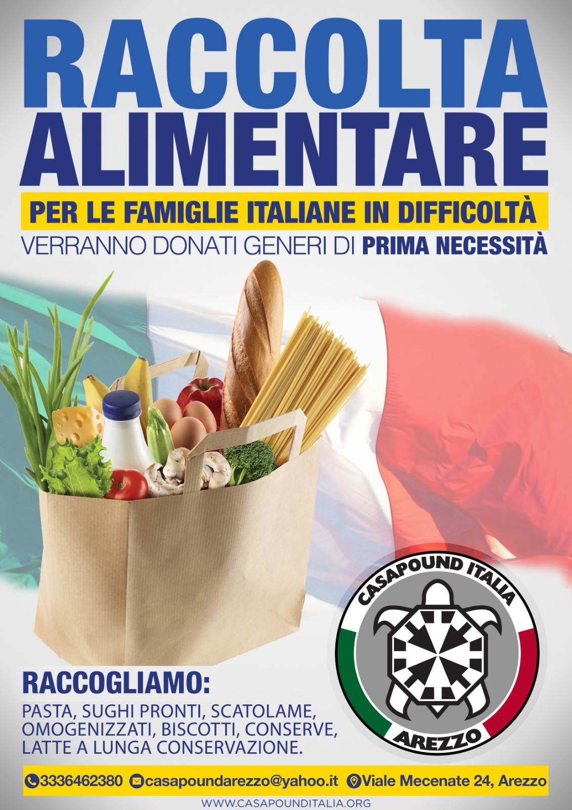 Crocini (CasaPound): “Continua la raccolta alimentare per le famiglie italiane”