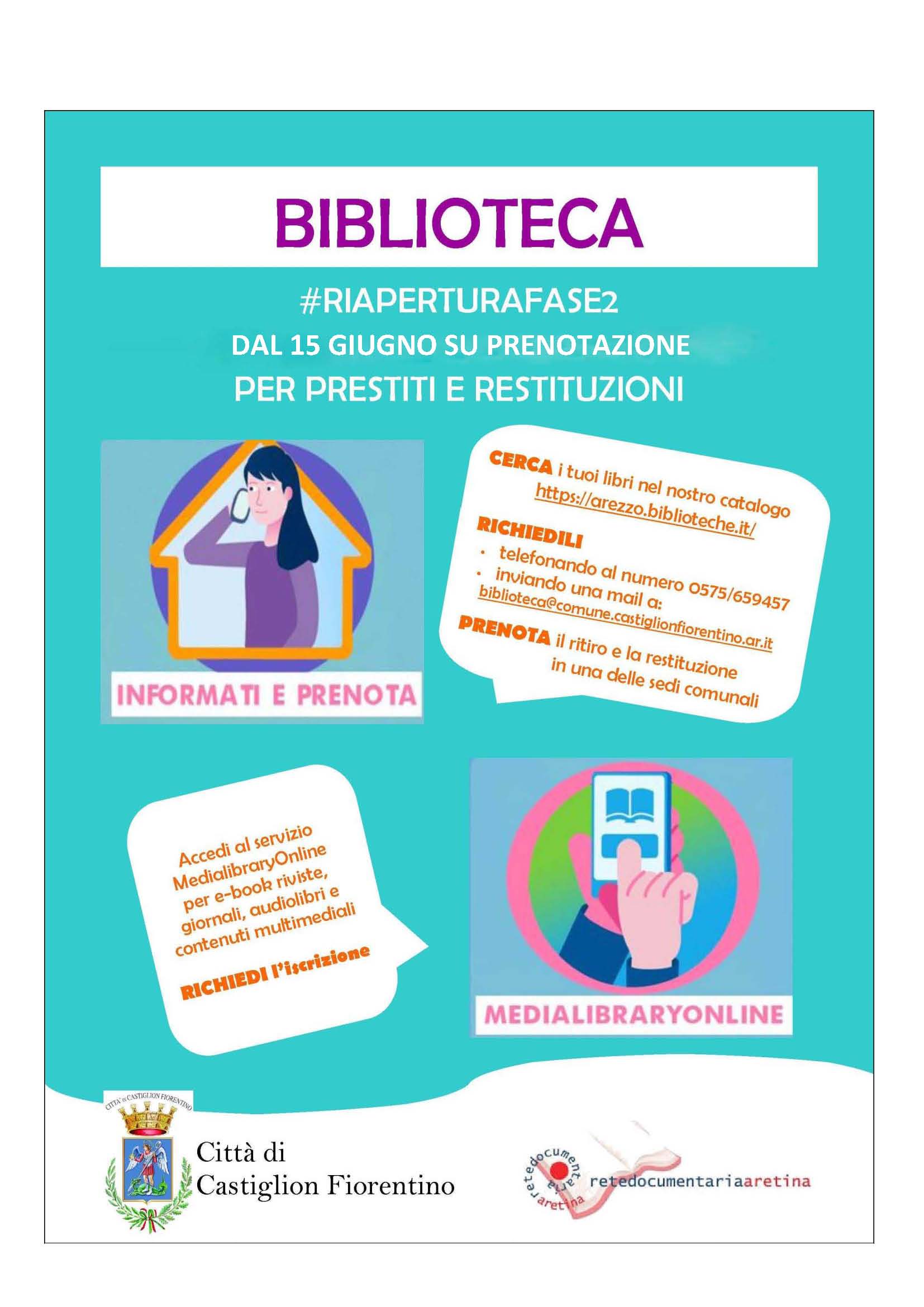 Castiglion Fiorentino, riapre al pubblico la Biblioteca solo per i servizi di prestito e restituzione dei libri