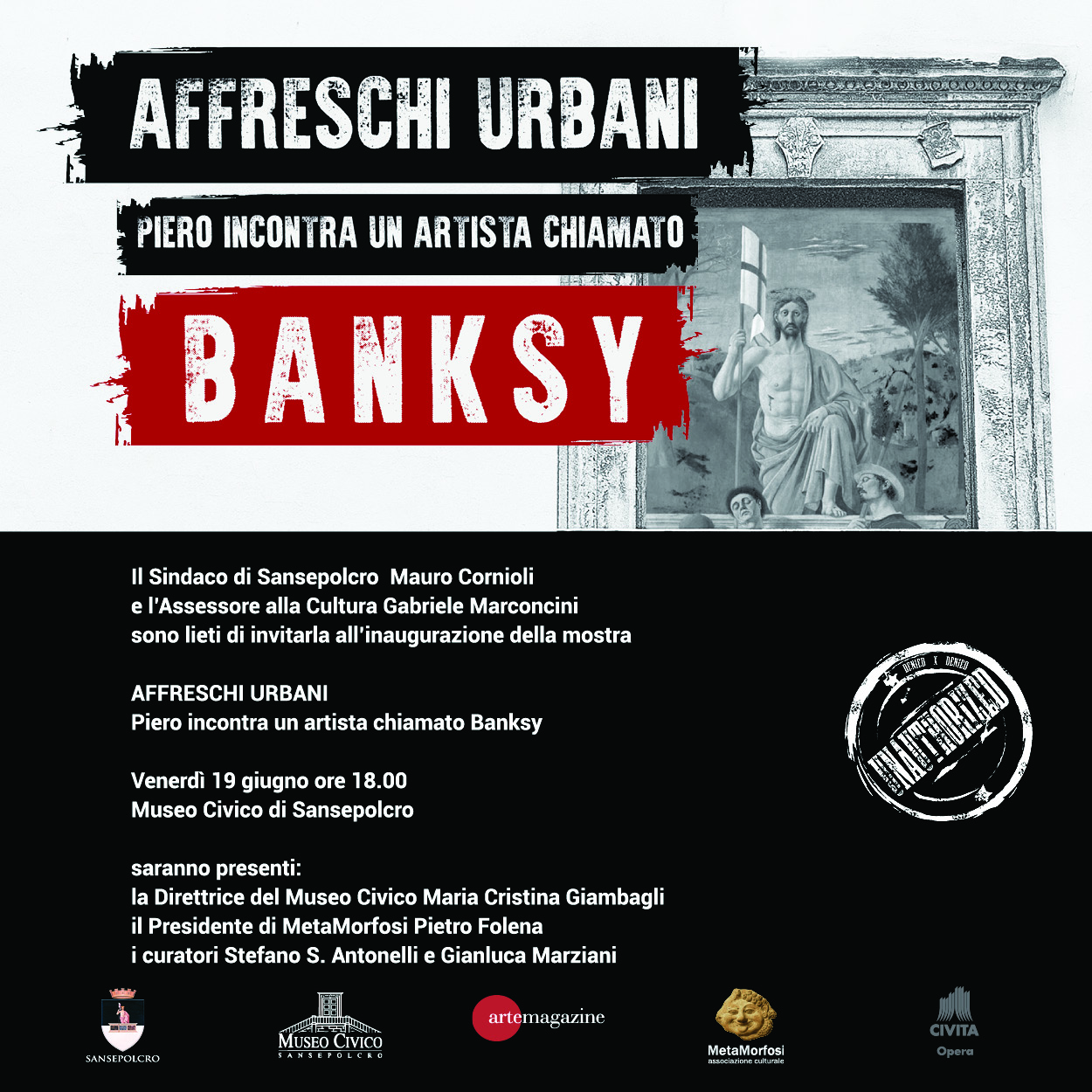 Museo Civico di Sansepolcro, sarà inaugurata venerdì 19 giugno la mostra “AFFRESCHI URBANI. PIERO incontra un artista chiamato BANKSY”