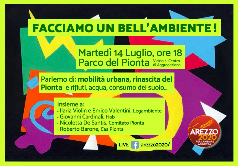 Arezzo 2020: “Facciamo un bell’ambiente”. Appuntamento martedì 14 al Pionta