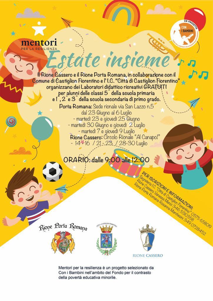 Castiglion Fiorentino, Oxfam Italia, ecco “Estate Insieme” i laboratori di Porta Romana e del rione Cassero