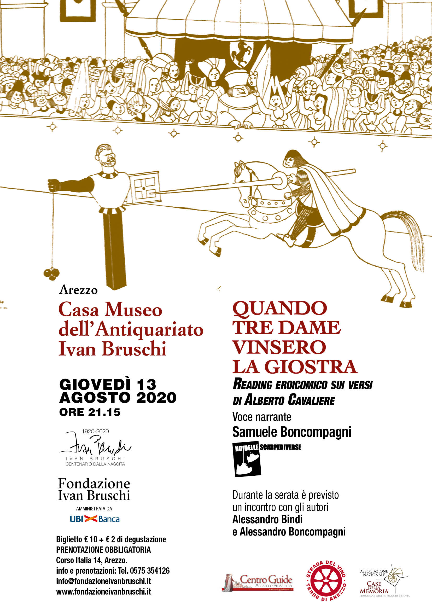 Reading eroicomico sul Saracino nel suggestivo scenario delle terrazze panoramiche di Casa Bruschi. Andrà in scena “Quando tre dame vinsero la Giostra” tra letture, racconti e buon vino