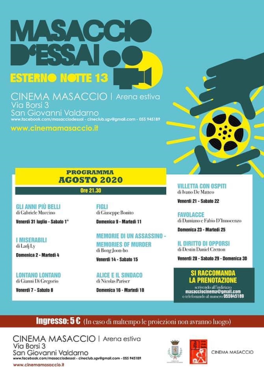 Agosto e il Cinema all’aperto; la rassegna “Masaccio d’Essai” torna con il suo “Esterno Notte”