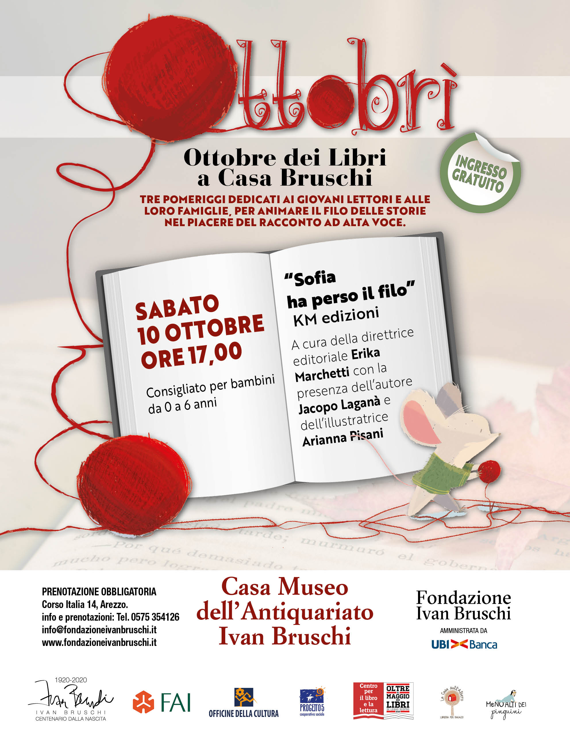 Sabato 10 ottobre alla scoperta del libro “Sofia ha perso il filo” a Casa Bruschi