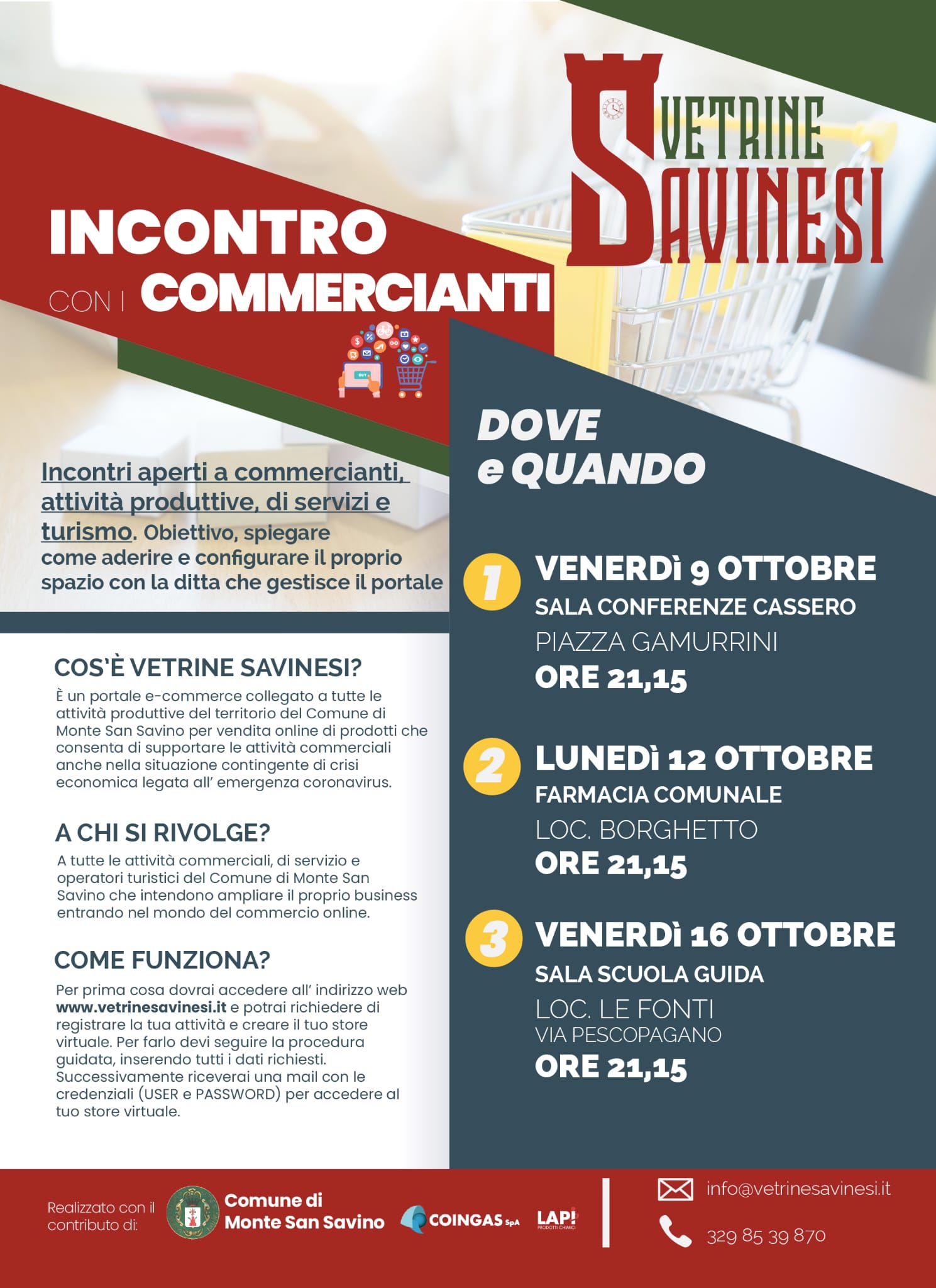 Progetto “Vetrine Savinesi”: tre incontri di presentazione per i commercianti e gli imprenditori