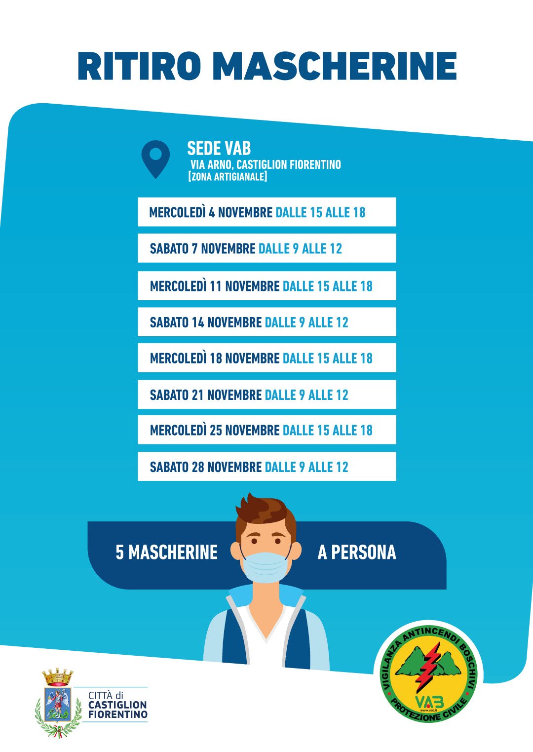 Distribuzione delle mascherine a Castiglion Fiorentino