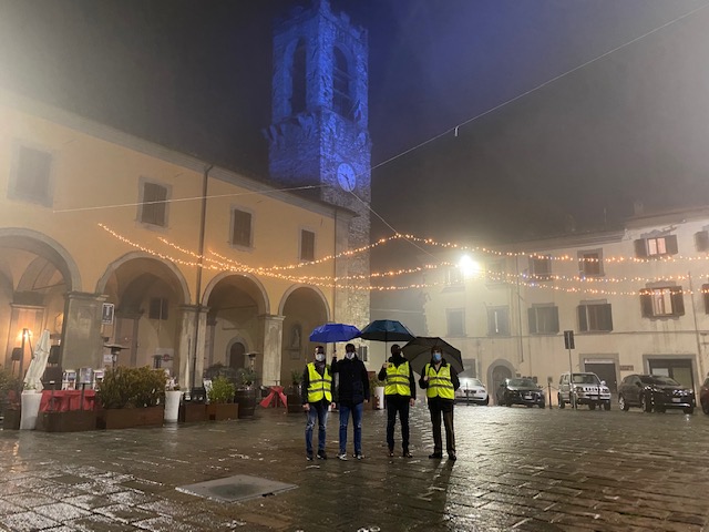 Giornata Mondiale contro il diabete: illuminata di blu la torre di Piazza Tarlati