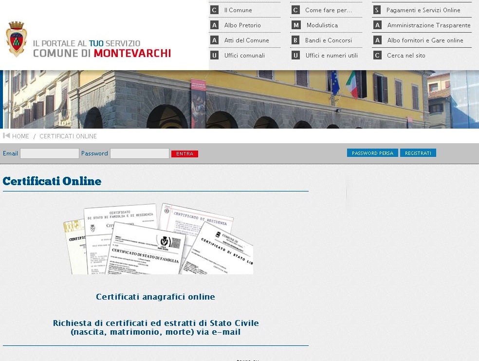 Montevarchi: nuovi servizi online per richiedere certificati di stato civile e ottenere il rilascio dei certificati anagrafici