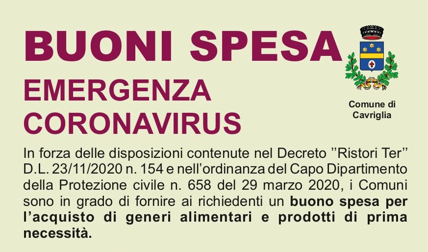 Cavriglia: distribuzione buoni spesa per l’emergenza Coronavirus