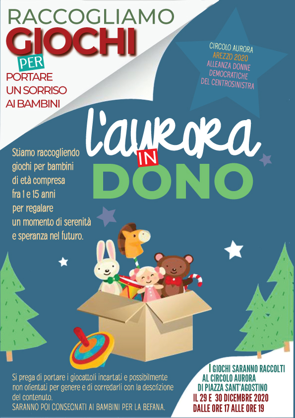 Circolo Aurora, Arezzo 2020 e Alleanza Donne Democratiche: raccolta giochi per bambini