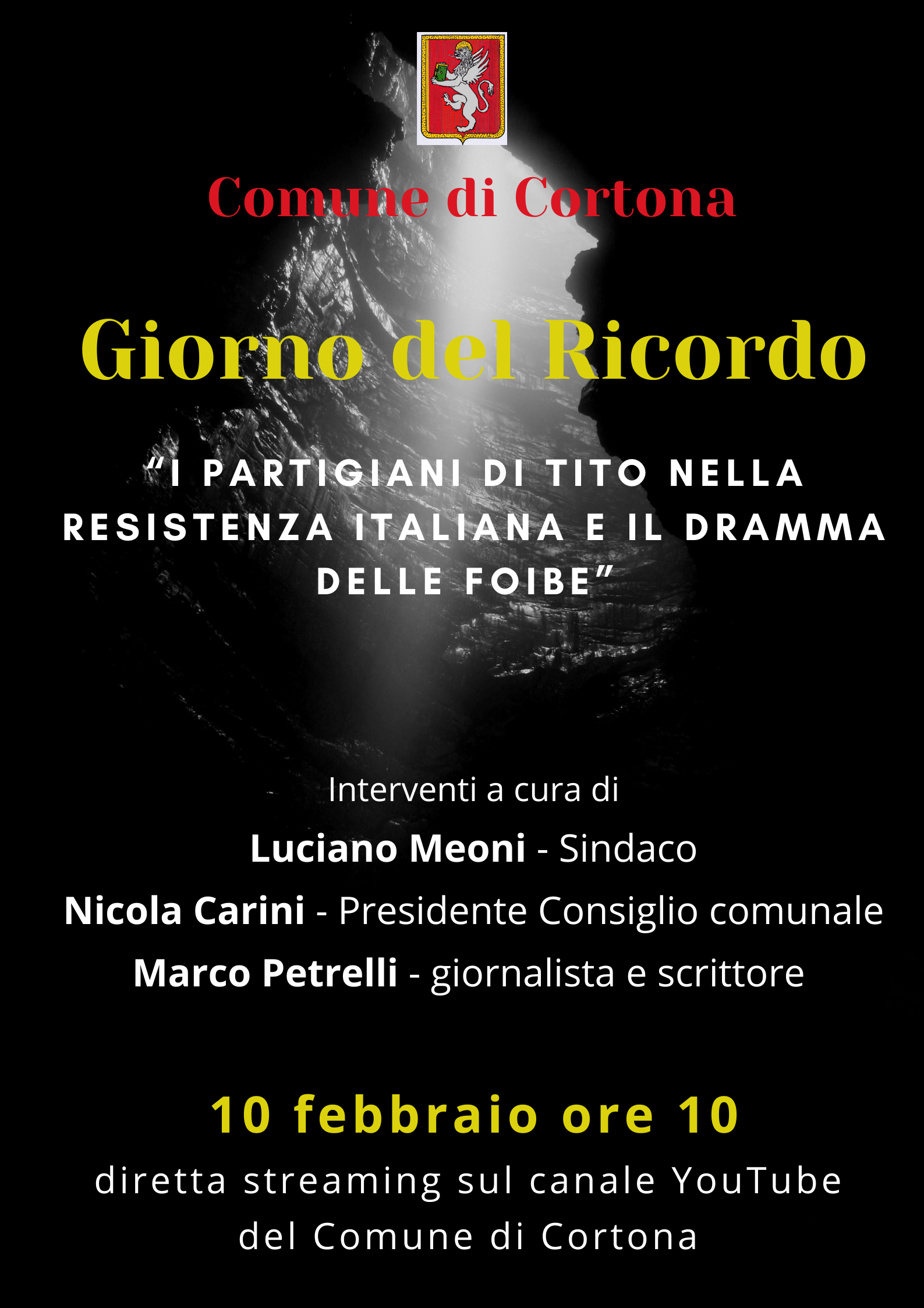 Giorno del Ricordo, la celebrazione in diretta streaming dalla sala del Consiglio comunale