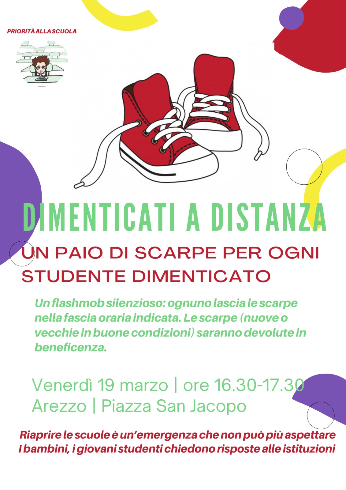 Flash mob per i “dimenticati a distanza”, la denuncia di Priorità alla Scuola