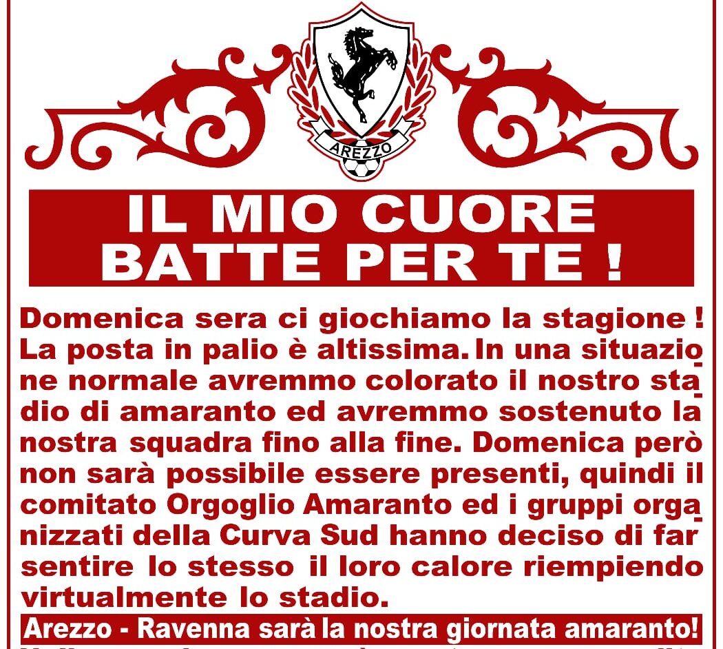 Il mio cuore batte per te. Prevendita del biglietto virtuale per Arezzo-Ravenna