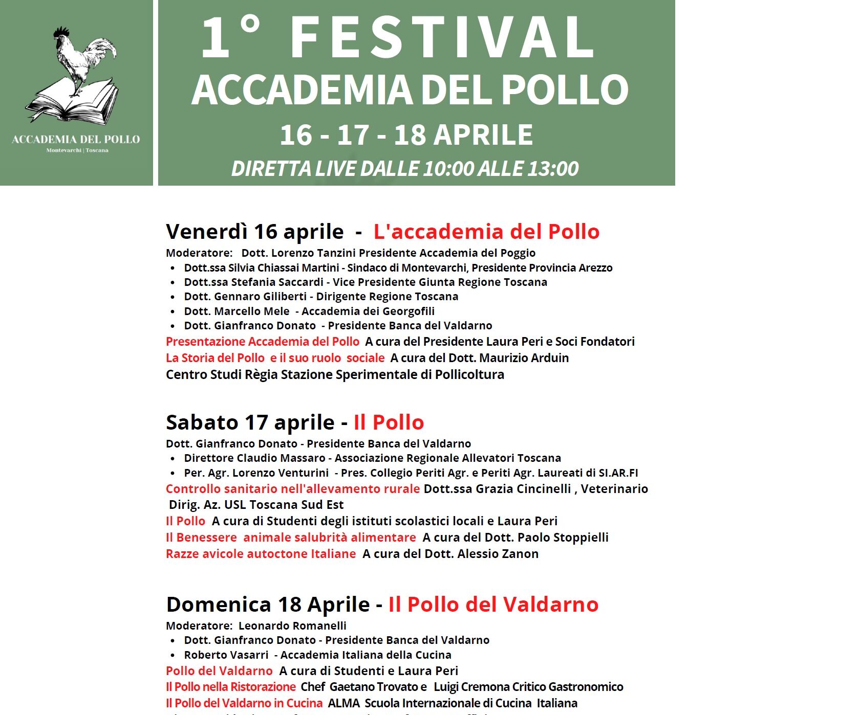 A Montevarchi il Primo Festival dell’Accademia del pollo