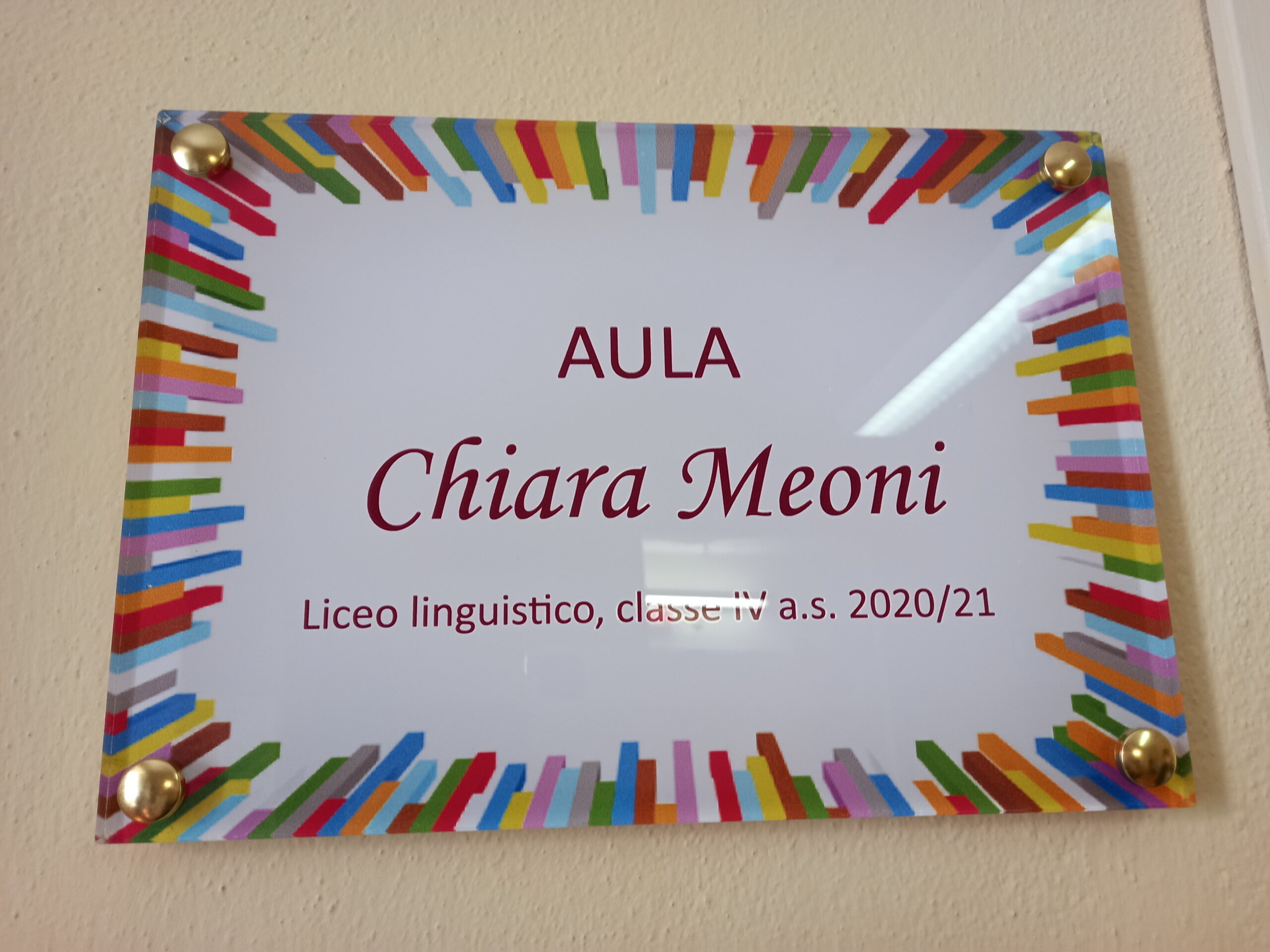 Intitolata un’aula del Liceo Linguistico a Chiara Meoni, la figlia di Fabrizio, scomparsa qualche settimana fa per un male incurabile
