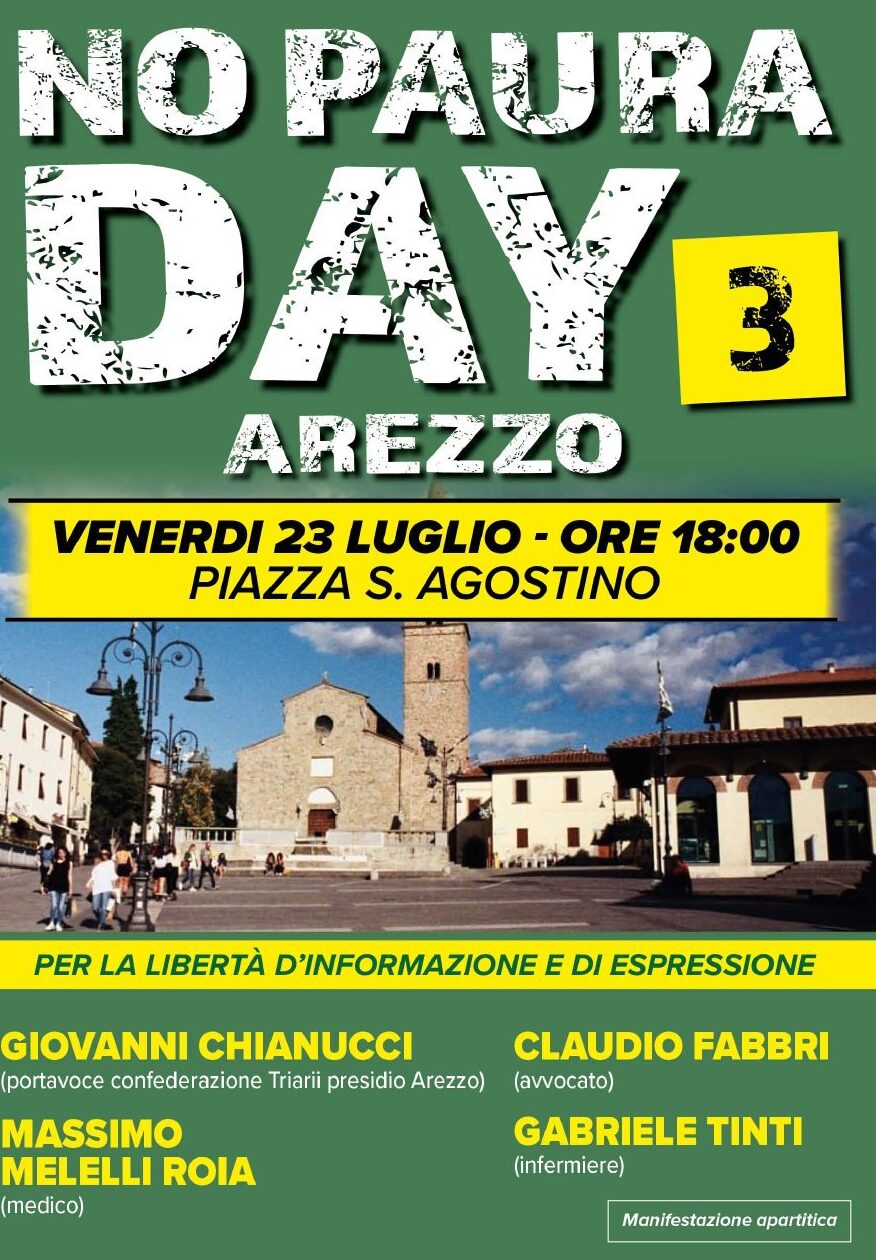 Venerdì 23 luglio torna ad Arezzo il “No Paura Day”