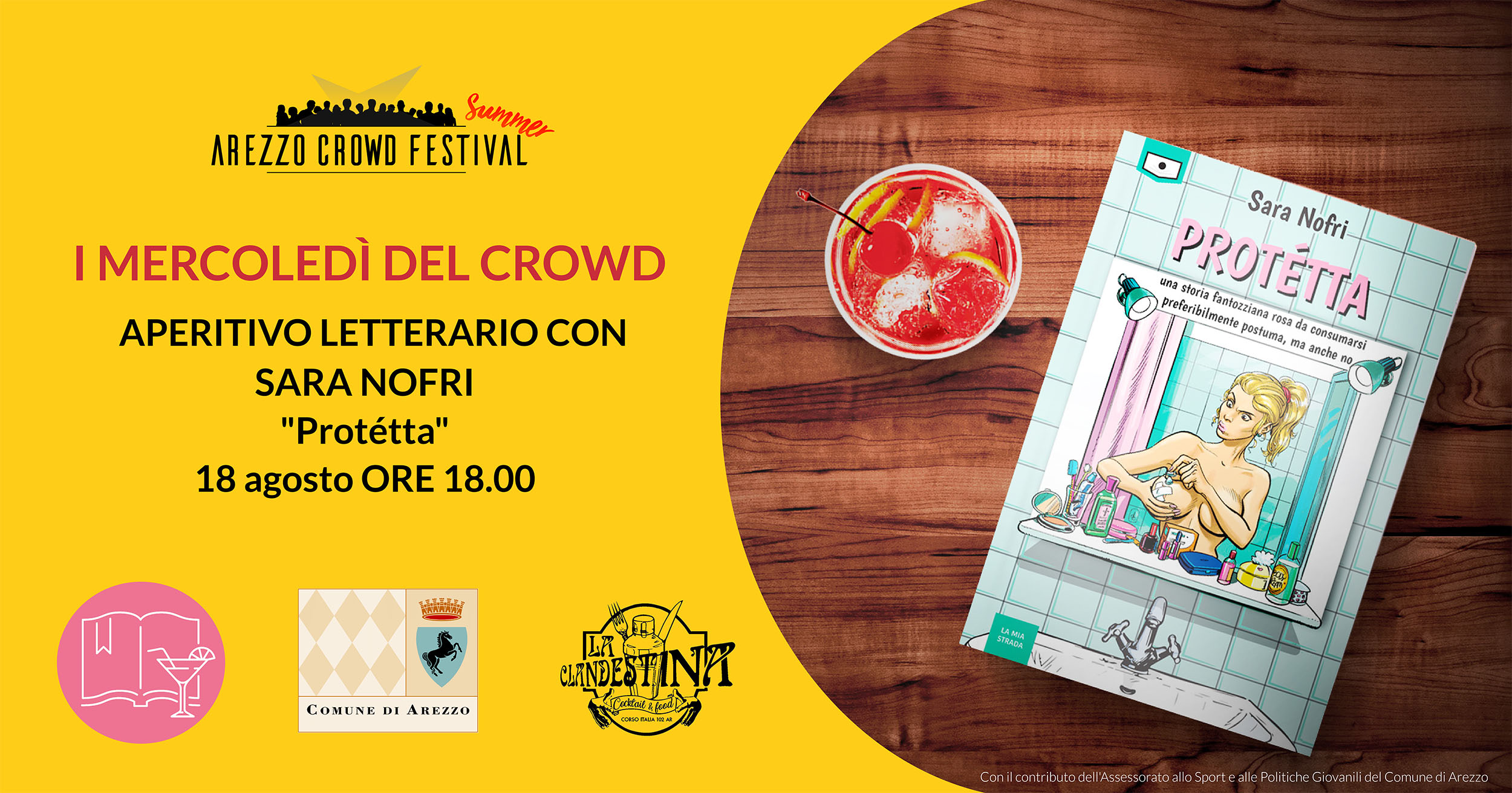 Quinto aperitivo letterario aspettando il Festival, mercoledì 18 agosto Sara Nofri presenta “Protétta”