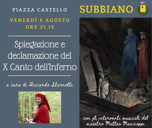 “Dante a Subbiano” per un fine settimana tra letture della Divina Commedia, Mostra Fotografica ed incontro dantesco