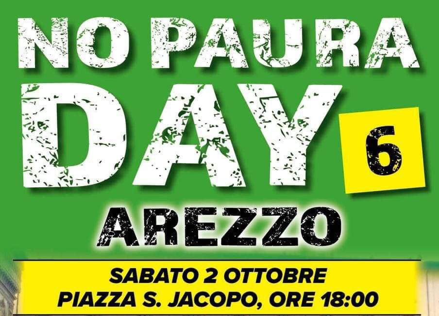 Sabato 2 ottobre torna ad Arezzo il “No Paura Day”. Dalle ore 18 in piazza San Jacopo