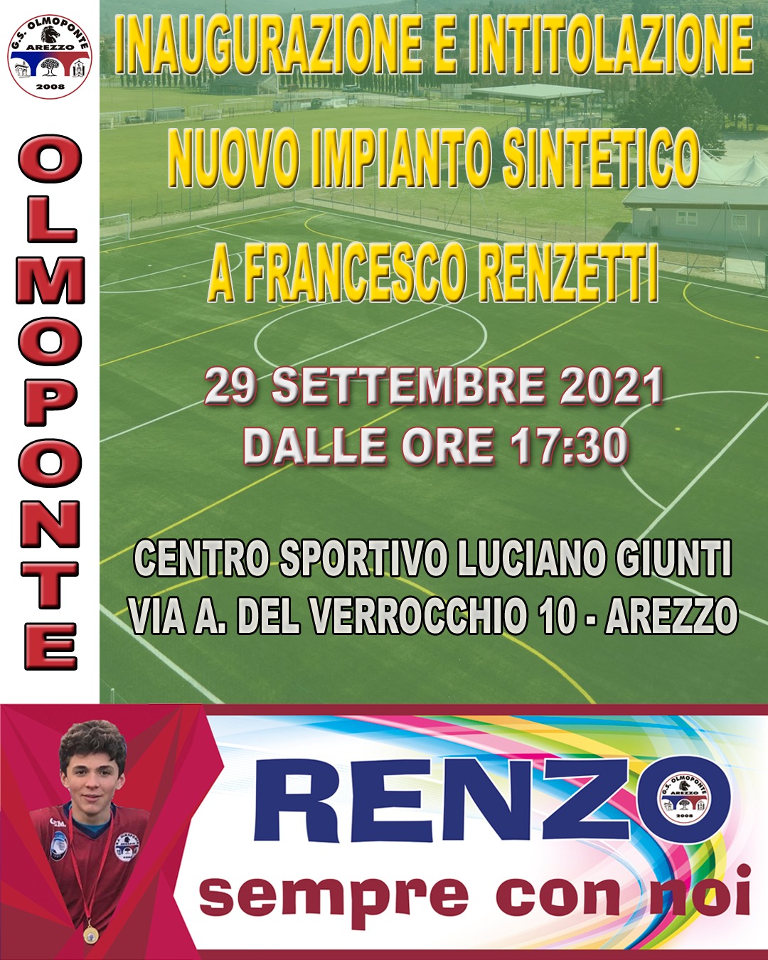 Olmoponte: a breve l’inaugurazione del nuovo campo sintetico “Francesco Renzetti”