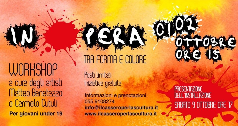 Montevarchi: l’1 e il 2 ottobre spazio al workshop “IN OPERA-Tra forma e colore”