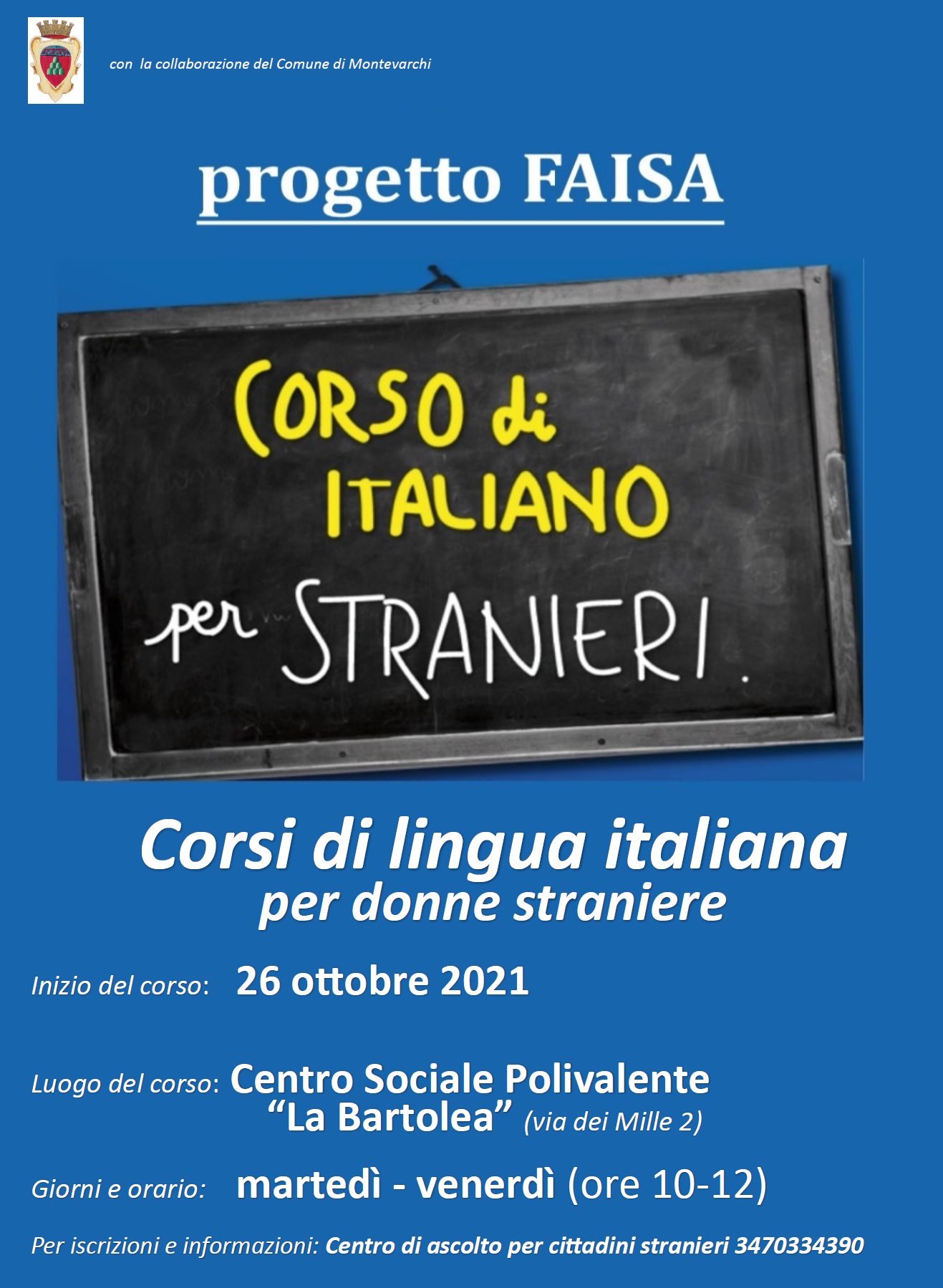 Montevarchi: aperte le iscrizioni al progetto Faisa
