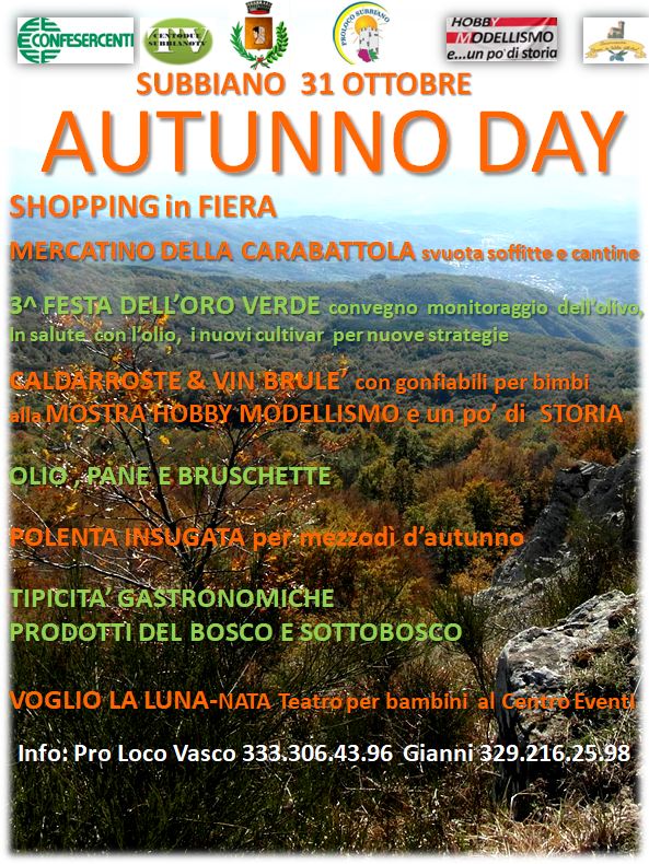 Subbiano: il 31 ottobre appuntamento con l’Autunno Day