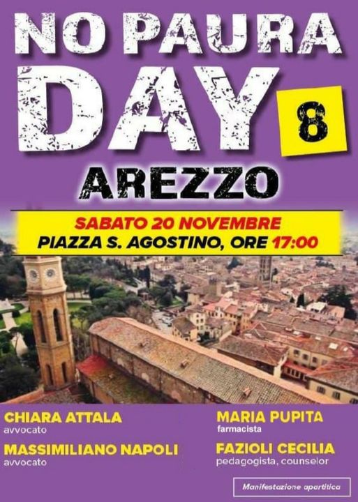 Sabato 20 novembre torna ad Arezzo il “No Paura Day”