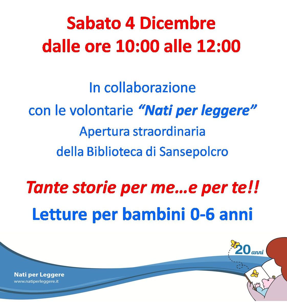 Sansepolcro: “Nati per leggere” torna sabato 4 dicembre