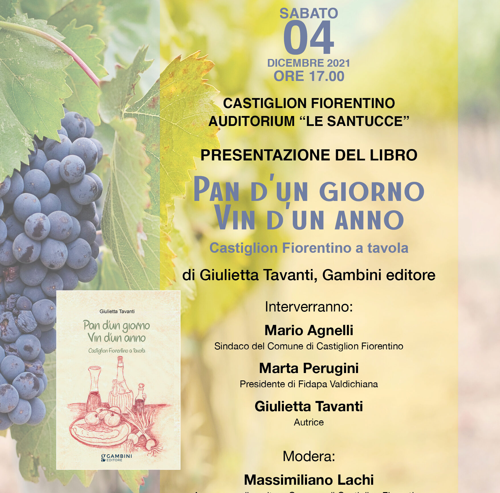 “Pan d’un giorno, Vin d’un anno – Castiglion Fiorentino a Tavola”: la presentazione del libro di Giulietta Tavanti