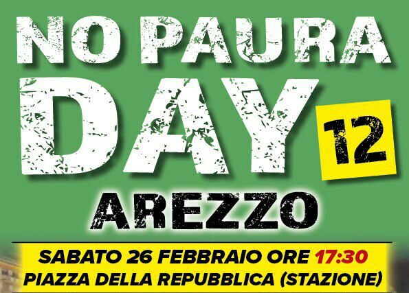 “No Paura Day”: ad Arezzo Sabato 26 febbraio