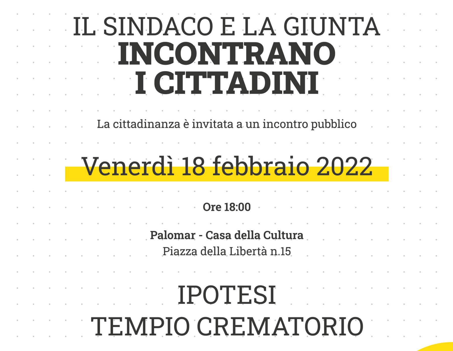 Ipotesi tempio crematorio: a San Giovanni il Sindaco e la giunta incontrano i cittadini