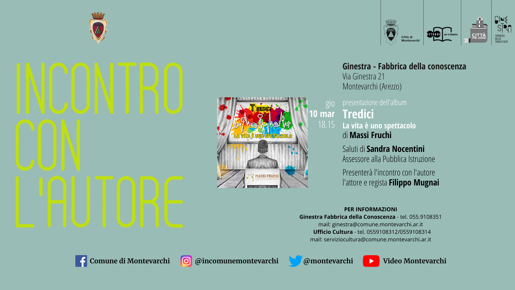 “Incontro con l’autore”: presentazione album musicale di Massimiliano Fruchi