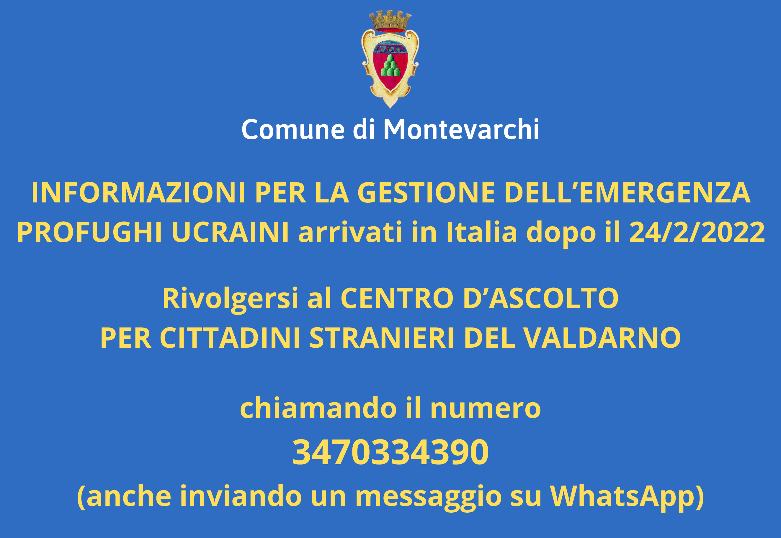 Montevarchi: le informazioni utili per l’emergenza profughi provenienti dall’Ucraina
