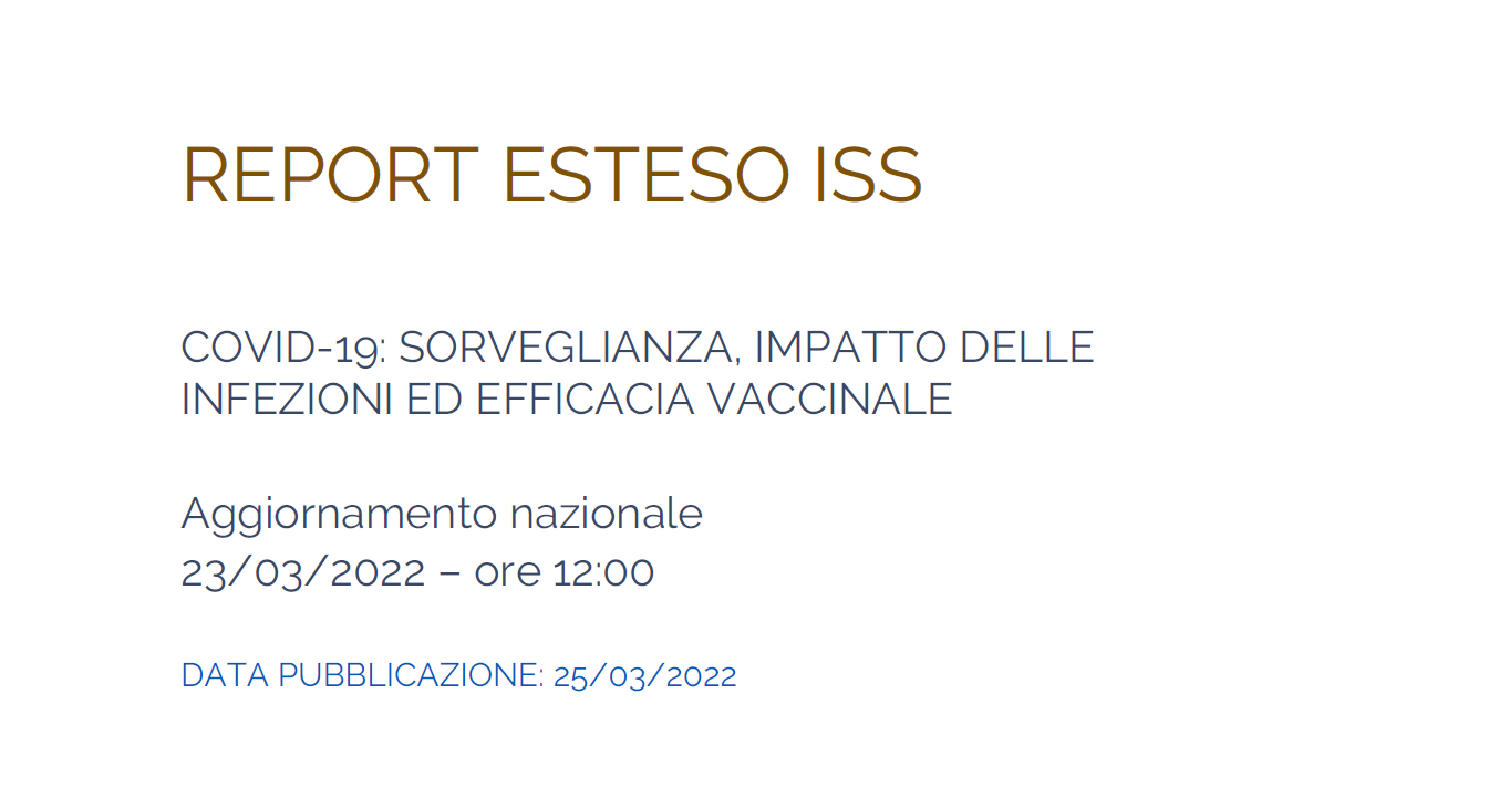 Report ISS al 25.3.2022: oltre 745 mila contagiati e 2 mila decessi tra i vaccinati con dose aggiuntiva/booster