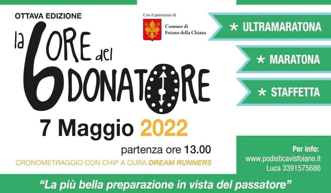 Foiano della Chiana: sabato l’8ᵃ Edizione della maratona “6 Ore del Donatore”