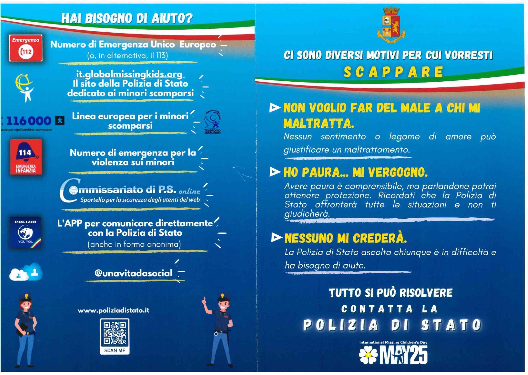Giornata Internazionale dei Bambini Scomparsi: la Questura organizza un incontro all’ITIS